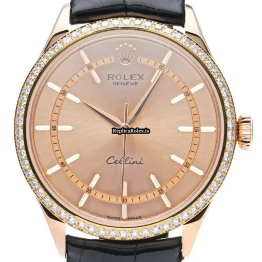 Fantastic Replica Rolex Cellini Time 50705rbr Caliber 3132 Automatic Movement 39mm Rose Gold Case Watch - Image 6