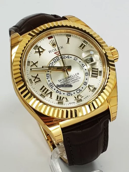 Defect Replica Rolex Sky-dweller 326138 Caliber 9001 Automatic Movement 42mm Yellow Gold Case Mens/unisex Watch