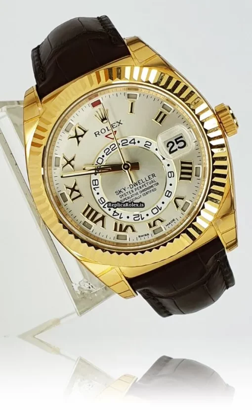Defect Replica Rolex Sky-dweller 326138 Caliber 9001 Automatic Movement 42mm Yellow Gold Case Mens/unisex Watch - Image 3