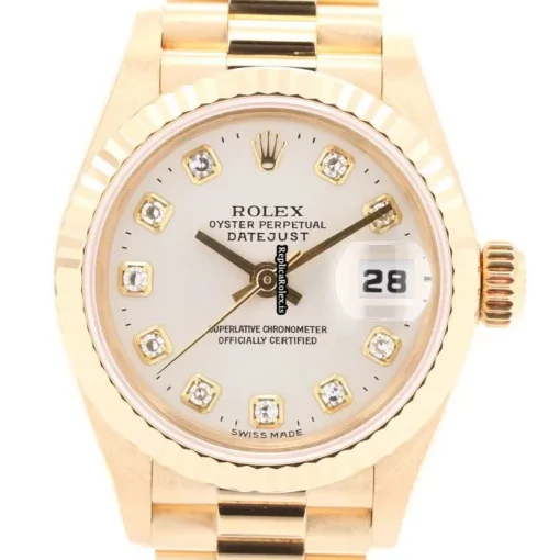 Fantastic Fake Rolex Lady-datejust 69178g Automatic Movement 26mm Yellow Gold Case Womens Watch - Image 2