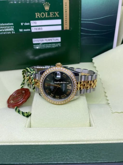 Terrific Fake Rolex Lady-datejust 178383 Caliber 2235 Automatic Movement 31mm Gold/steel Case Womens Watch - Image 7