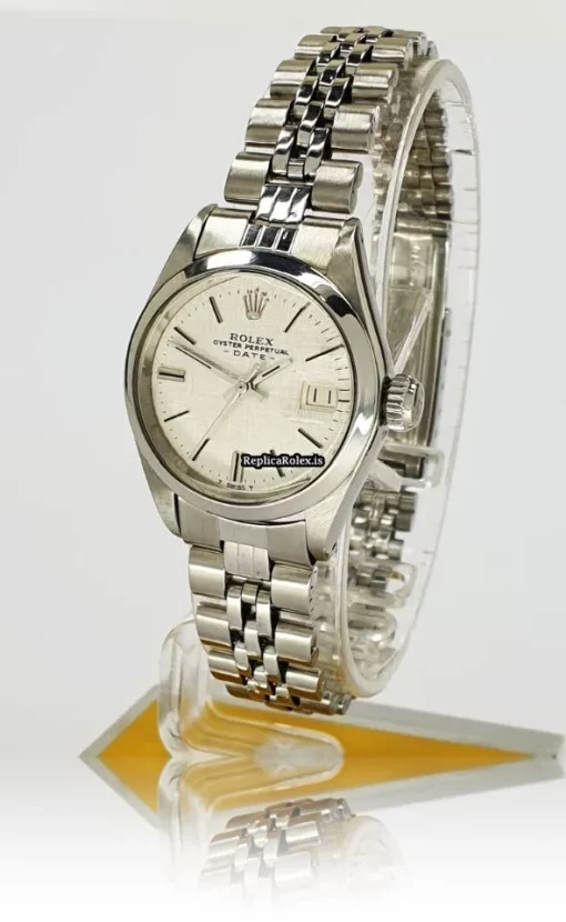 Pleasing Fakes Rolex Oyster Perpetual Lady Date 6916 Caliber 2035 Automatic Movement 26mm Steel Case Womens Watch - Image 2