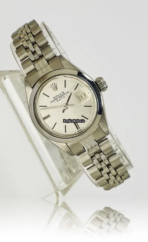 Pleasing Fakes Rolex Oyster Perpetual Lady Date 6916 Caliber 2035 Automatic Movement 26mm Steel Case Womens Watch - Image 3
