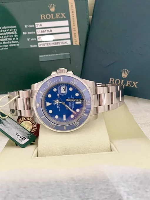 Remarkable Fake Rolex Submariner Date 116619lb Caliber 3135 Automatic Movement 40mm White Gold Case Mens/unisex Watch - Image 6
