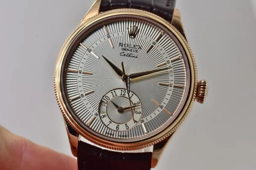 Neat Fake Rolex Cellini Dual Time 50525 Automatic Movement 39mm Rose Gold Case Mens/unisex Watch - Image 7