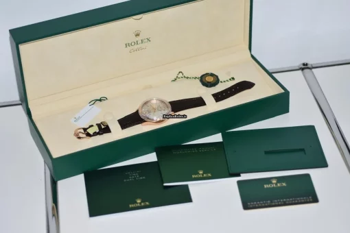Neat Fake Rolex Cellini Dual Time 50525 Automatic Movement 39mm Rose Gold Case Mens/unisex Watch - Image 8