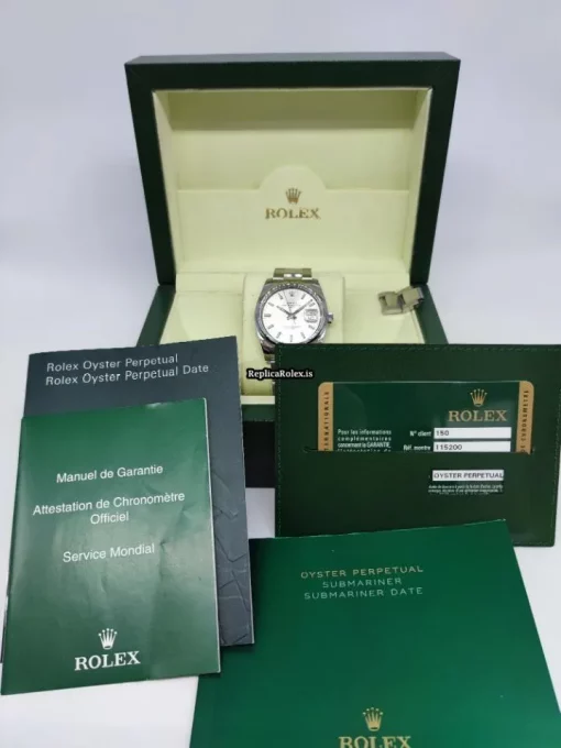 Great Fake Rolex Oyster Perpetual Date 115200 Caliber 3135 Automatic Movement 34mm Steel Case Mens/unisex Watch - Image 2
