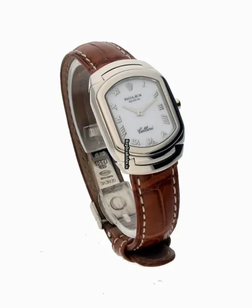 Epic Replica Rolex Cellini 6631 Caliber 6620 Quartz Movement 25x35mm White Gold Case Womens Watch - Image 5