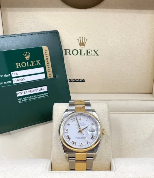 Remarkable Replica Rolex Datejust 116203 Caliber 3135 Automatic Movement 36mm Gold/steel Case Mens/unisex Watch - Image 13
