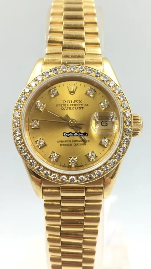 Well Made Replica Rolex Lady-datejust 69138 Caliber 2135 Automatic Movement 26mm Yellow Gold Case Womens Watch