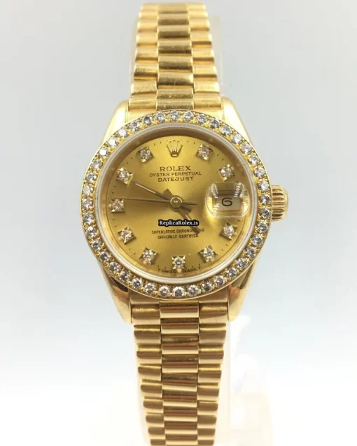 Well Made Replica Rolex Lady-datejust 69138 Caliber 2135 Automatic Movement 26mm Yellow Gold Case Womens Watch - Image 2