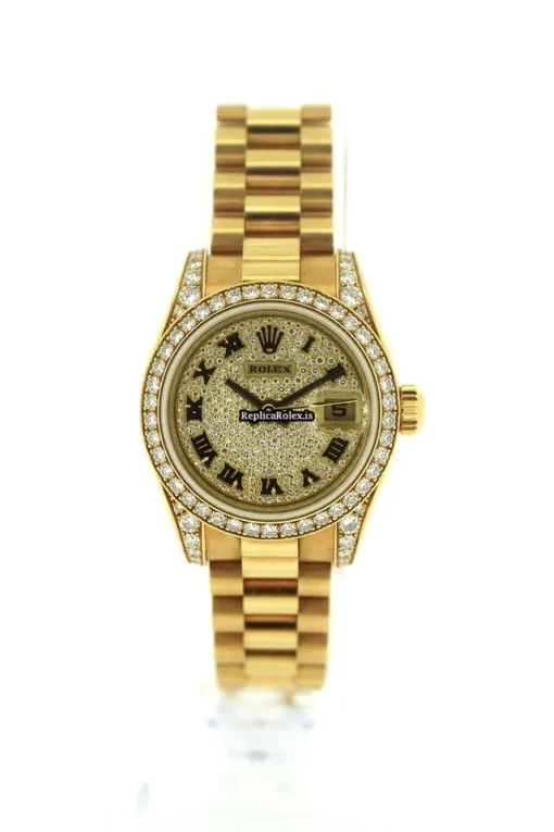 1:1 Fake Rolex Lady-datejust 179158 Automatic Movement 26mm Yellow Gold Case Womens Watch - Image 2