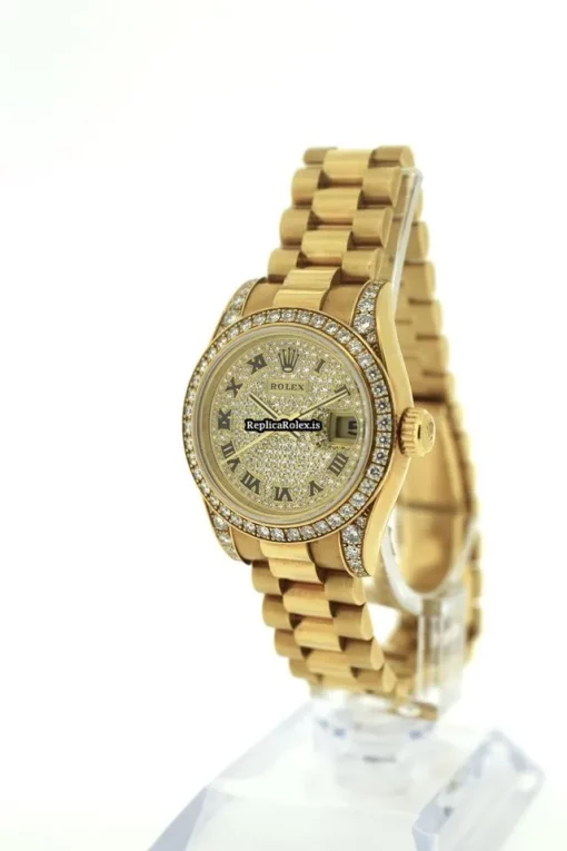 1:1 Fake Rolex Lady-datejust 179158 Automatic Movement 26mm Yellow Gold Case Womens Watch - Image 3