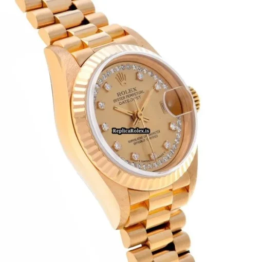 Popular Clone Rolex Lady-datejust 69178lb Automatic Movement 26mm Yellow Gold Case Womens Watch - Image 3