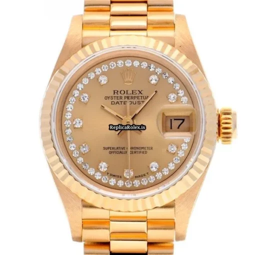 Popular Clone Rolex Lady-datejust 69178lb Automatic Movement 26mm Yellow Gold Case Womens Watch - Image 5