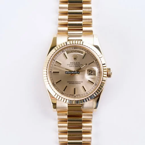 Wonderful Fake Rolex Day-date 36 118238 Caliber 3155 Automatic Movement 36mm Yellow Gold Case Mens/unisex Watch - Image 3
