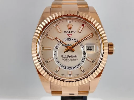 Wonderful Replica Rolex Sky-dweller 326935 Caliber 9001 Automatic Movement 42mm Rose Gold Case Mens/unisex Watch