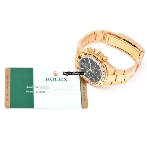 Ideal Fake Rolex Daytona 116508 Caliber 4130 Automatic Movement 40mm Yellow Gold Case Watch - Image 5