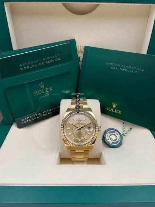 Marvellous Replica Rolex Sky-dweller 326938 Caliber 9001 Automatic Movement 42mm Yellow Gold Case Mens/unisex Watch - Image 7