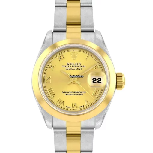 Beautiful Replica Rolex Lady-datejust 69173 Automatic Movement 26mm Gold/steel Case Womens Watch - Image 2