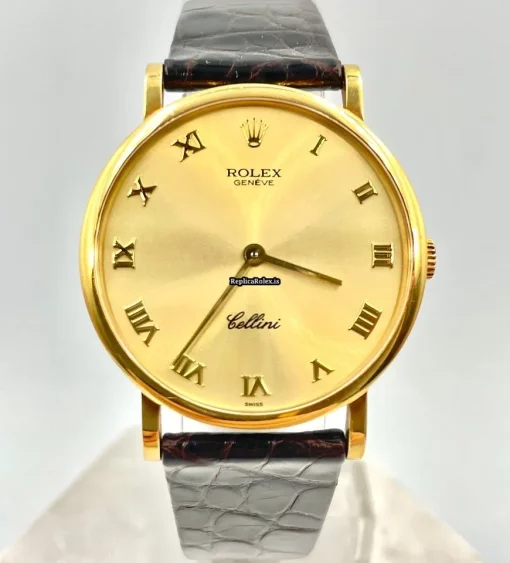 Exquisite Fake Rolex Cellini 5112 Caliber 1601 Manual Winding Movement Yellow Gold Case Mens/unisex Watch