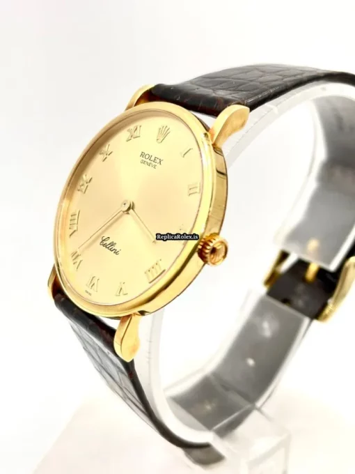 Exquisite Fake Rolex Cellini 5112 Caliber 1601 Manual Winding Movement Yellow Gold Case Mens/unisex Watch - Image 3
