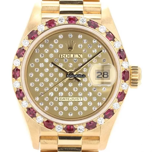 Excellent Knockoff Rolex Lady-datejust 69198zd Automatic Movement 26mm Yellow Gold Case Womens Watch - Image 2