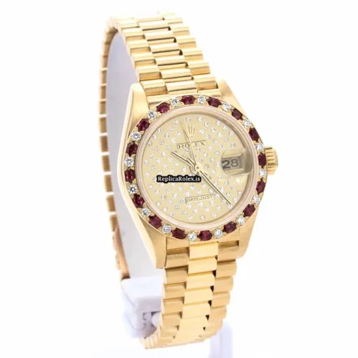 Excellent Knockoff Rolex Lady-datejust 69198zd Automatic Movement 26mm Yellow Gold Case Womens Watch - Image 8