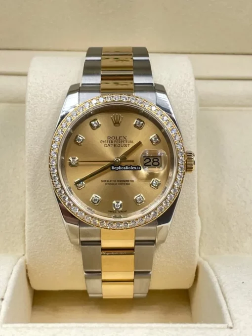 Suitable Replicas Rolex Datejust 116243 Caliber 3135 Automatic Movement 36mm Gold/steel Case Watch - Image 2