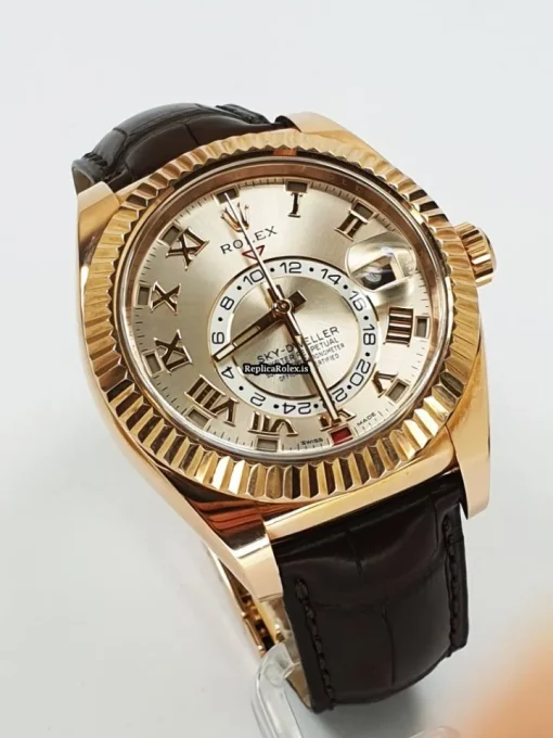 Appealing Replicas Rolex Sky-dweller 326135 Caliber 9001 Automatic Movement 42mm Rose Gold Case Mens/unisex Watch