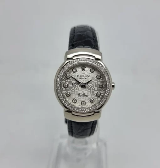 Fabulous Replica Rolex Cellini 6671 26mmmm White Gold Case Watch - Image 3