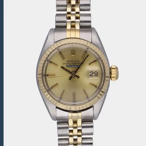 Reliable Replica Rolex Lady-datejust 69173 Caliber 2135 Automatic Movement 26mm Gold/steel Case Womens Watch