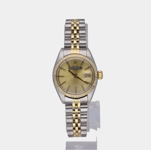 Reliable Replica Rolex Lady-datejust 69173 Caliber 2135 Automatic Movement 26mm Gold/steel Case Womens Watch - Image 2