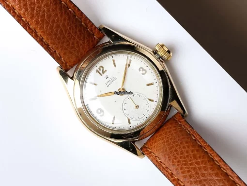 Exquisite Fake Rolex Bubble Back 3133 Manual Winding Movement 29mm Yellow Gold Case Watch