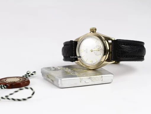 Exquisite Fake Rolex Bubble Back 3133 Manual Winding Movement 29mm Yellow Gold Case Watch - Image 10