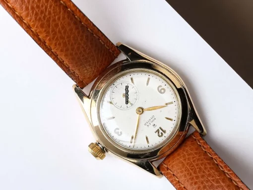 Exquisite Fake Rolex Bubble Back 3133 Manual Winding Movement 29mm Yellow Gold Case Watch - Image 3
