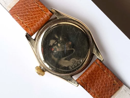 Exquisite Fake Rolex Bubble Back 3133 Manual Winding Movement 29mm Yellow Gold Case Watch - Image 4