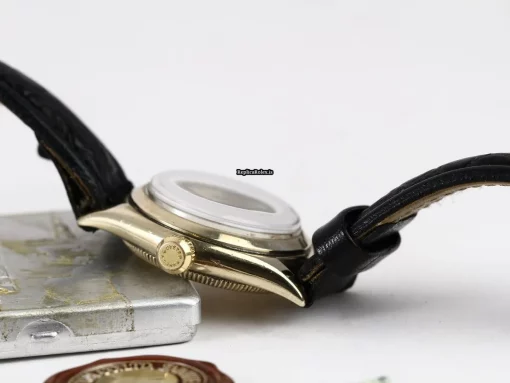 Exquisite Fake Rolex Bubble Back 3133 Manual Winding Movement 29mm Yellow Gold Case Watch - Image 8