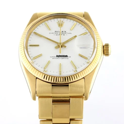 Superior Fakes Rolex Oyster Perpetual Date 1501 Automatic Movement 34mm Yellow Gold Case Watch