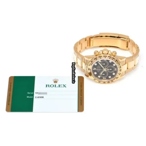 Attractive Clone Rolex Daytona 116508g Caliber 4130 Automatic Movement 40mm Yellow Gold Case Watch - Image 5