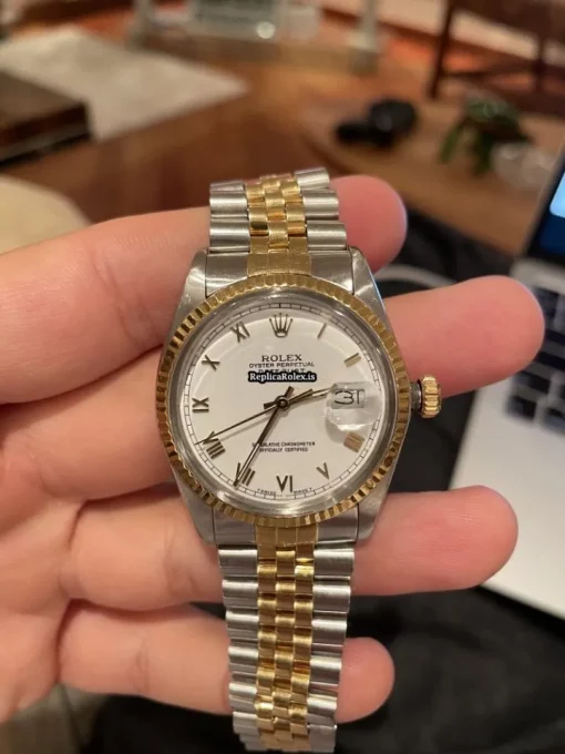 Mind-boggling Clone Rolex Datejust 16013 Caliber 3135 Automatic Movement 36mm Gold/steel Case Mens/unisex Watch - Image 7