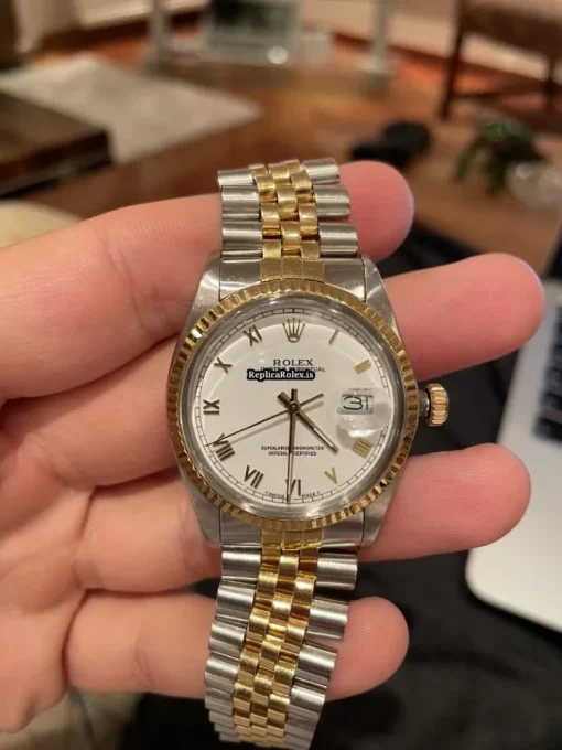 Mind-boggling Clone Rolex Datejust 16013 Caliber 3135 Automatic Movement 36mm Gold/steel Case Mens/unisex Watch - Image 8