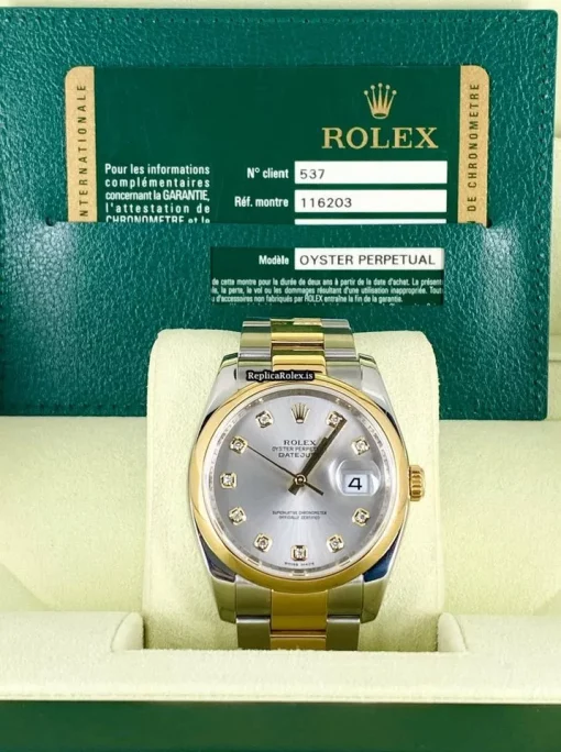 Fantastic Fake Rolex Datejust 116203 Caliber 3135 Automatic Movement 36mm Gold/steel Case Mens/unisex Watch - Image 6