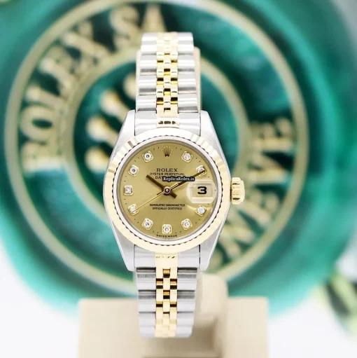 Nice Replica Rolex Lady-datejust 69173 Caliber 2135 Automatic Movement 26x42mm Gold/steel Case Womens Watch - Image 3