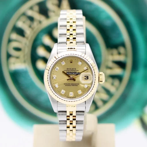 Nice Replica Rolex Lady-datejust 69173 Caliber 2135 Automatic Movement 26x42mm Gold/steel Case Womens Watch - Image 5
