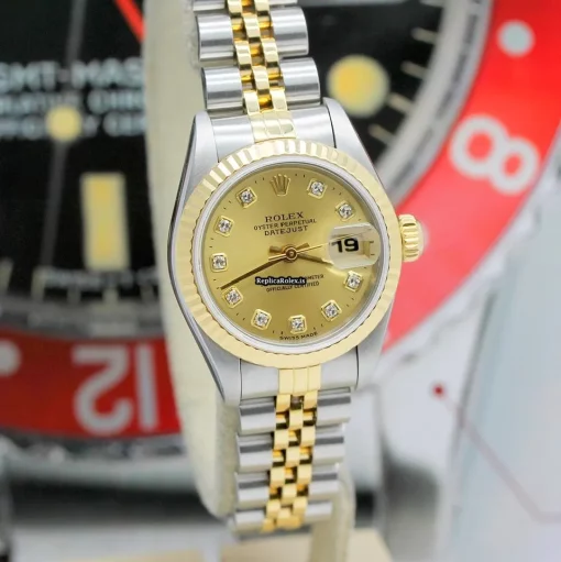 Nice Replica Rolex Lady-datejust 69173 Caliber 2135 Automatic Movement 26x42mm Gold/steel Case Womens Watch - Image 7