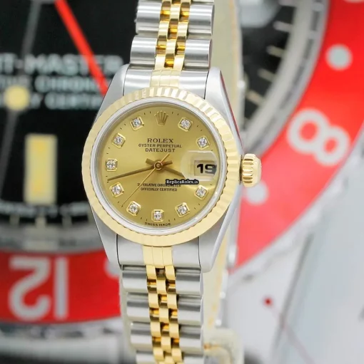 Nice Replica Rolex Lady-datejust 69173 Caliber 2135 Automatic Movement 26x42mm Gold/steel Case Womens Watch - Image 8