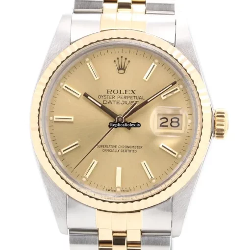 Well Made Replica Rolex Datejust 16013 Caliber 3035 Automatic Movement 36mm Gold/steel Case Mens/unisex Watch - Image 2