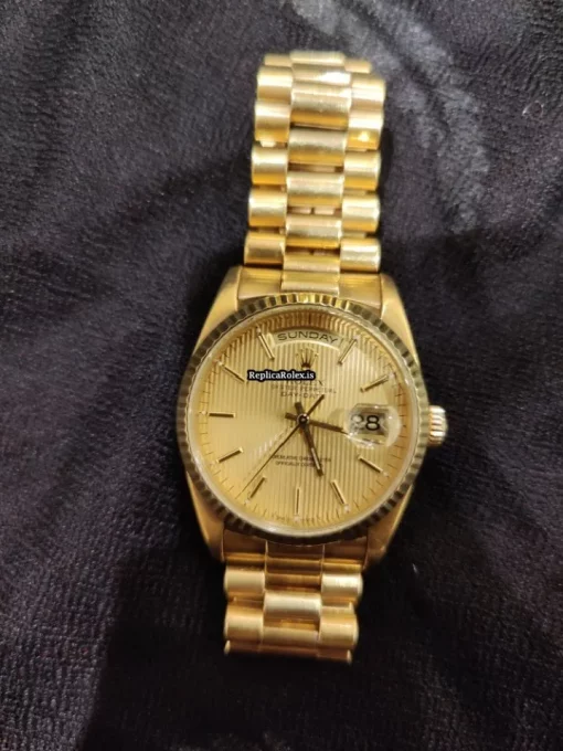 Mind-boggling Fakes Rolex Day-date 36 18238 Caliber 3155 Automatic Movement 36mm Yellow Gold Case Mens/unisex Watch - Image 2