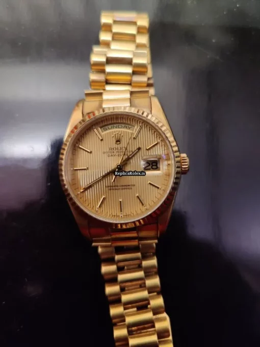 Mind-boggling Fakes Rolex Day-date 36 18238 Caliber 3155 Automatic Movement 36mm Yellow Gold Case Mens/unisex Watch - Image 5
